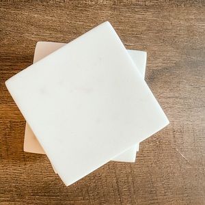 White lightly marbled coasters (set of 4)